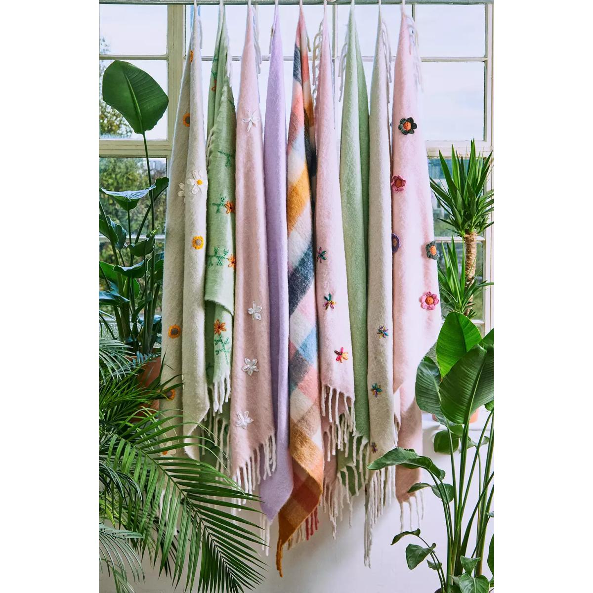 Urban Outfitters Embroidered Ecru Cosy Blanket - Neutral 150cm x 125cm – image 6