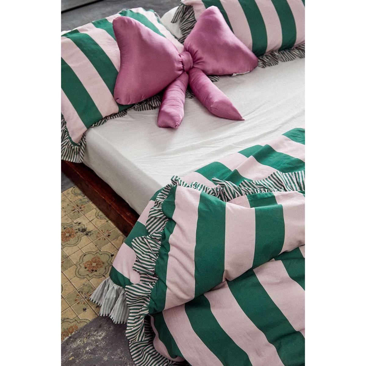 Pink & Green Stripe Ruffle Duvet Set Double at Urban Outfitters – image 4