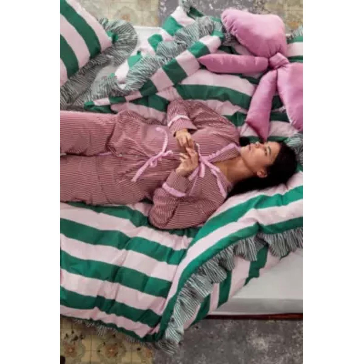 Pink & Green Stripe Ruffle Duvet Set Double at Urban Outfitters – image 8