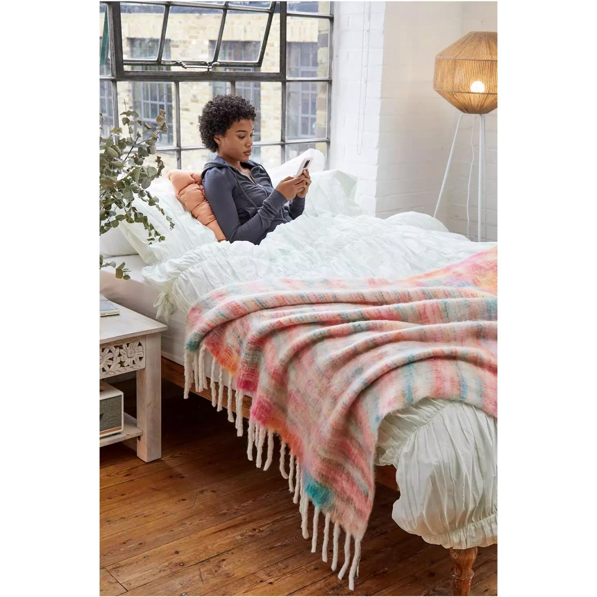 Urban Outfitters Rainbow Space-Dye Knitted Blanket ALL – image 3