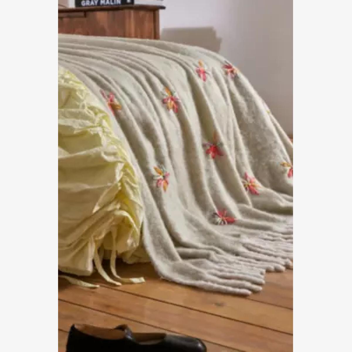 Floral Embellished Cosy Blanket - Neutral ALL at Urban Outfitters – image 1