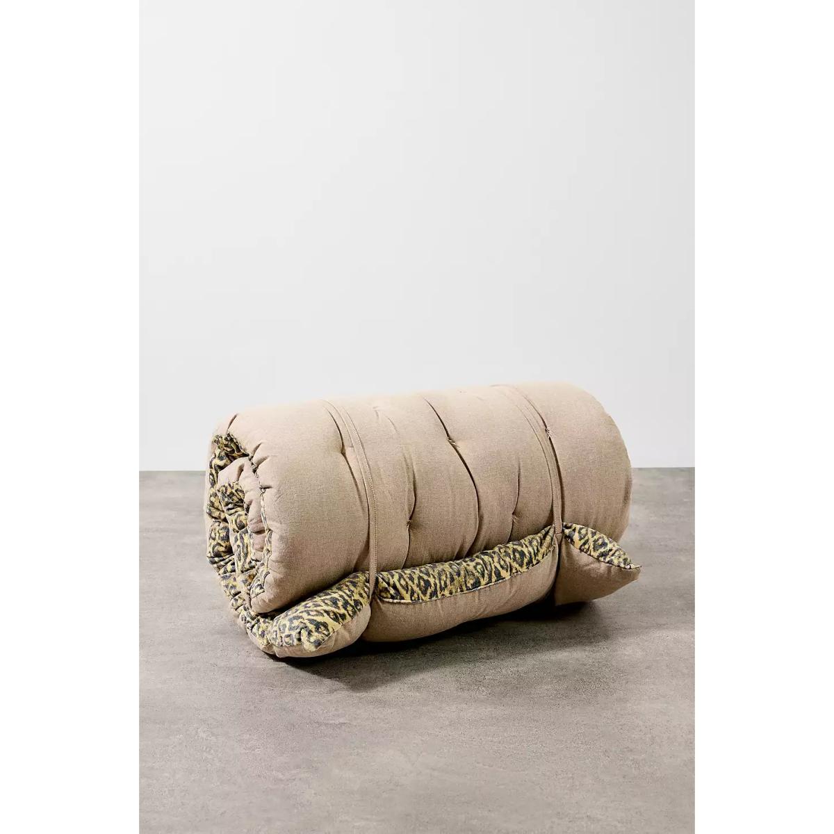 Leopard Washed Velvet Single Sleepover Mat - Brown W: 65cm x L: 180cm at Urban Outfitters – image 2