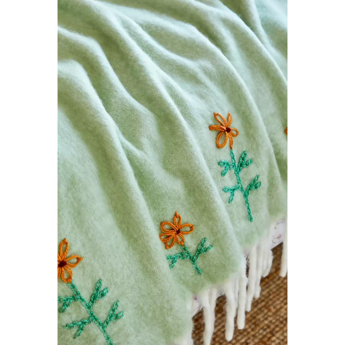 Urban Outfitters Embellished Sage Cosy Blanket - Light Green 150cm x 125cm – image 4