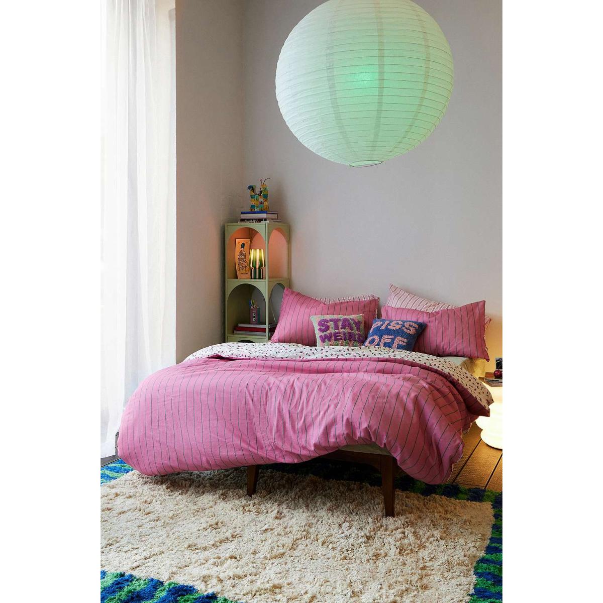 Pink & Green Stripe Reversible Duvet Set Single at Urban Outfitters – image 3