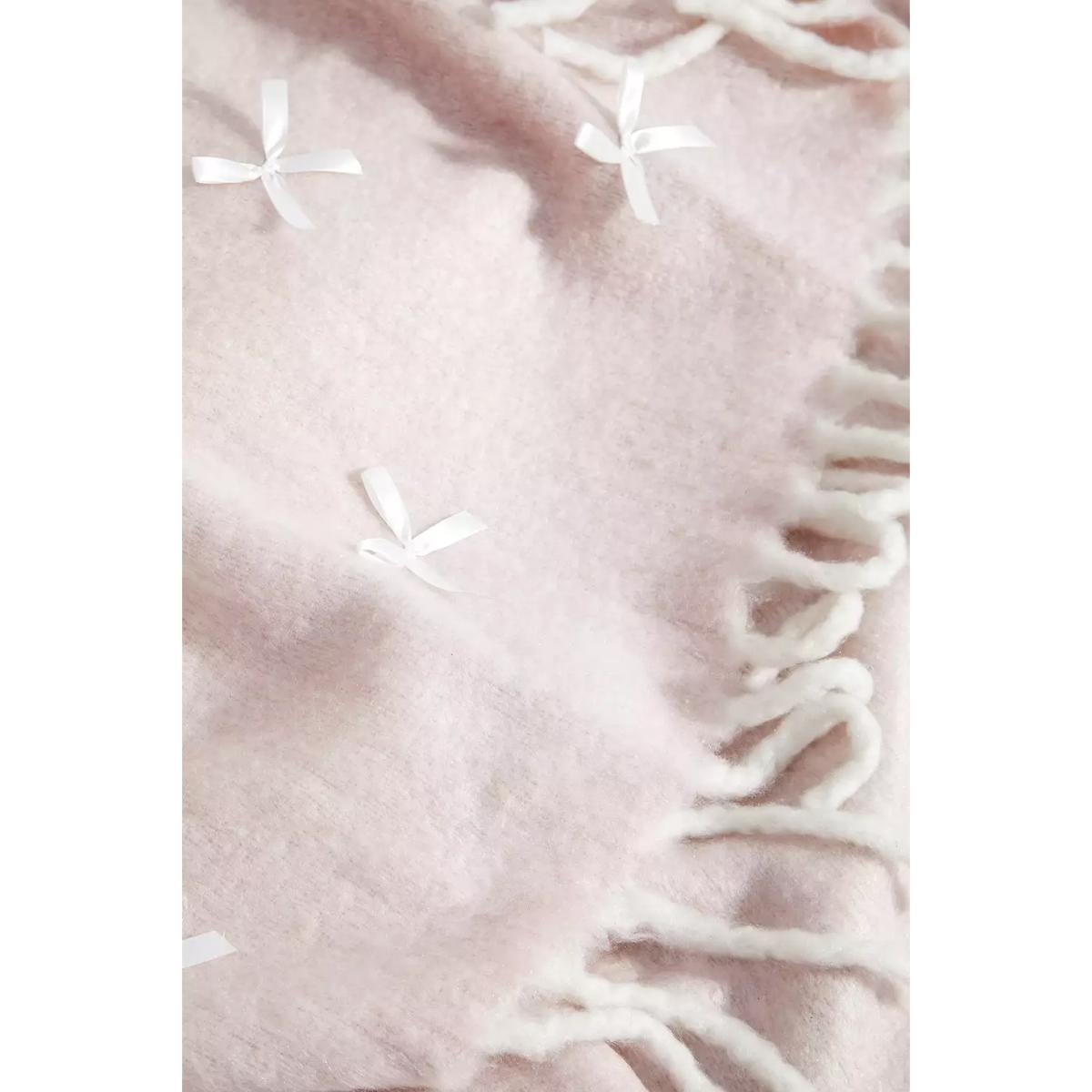 Satin Bow Embellished Pink Cosy Blanket - Pink ALL at Urban Outfitters – image 4
