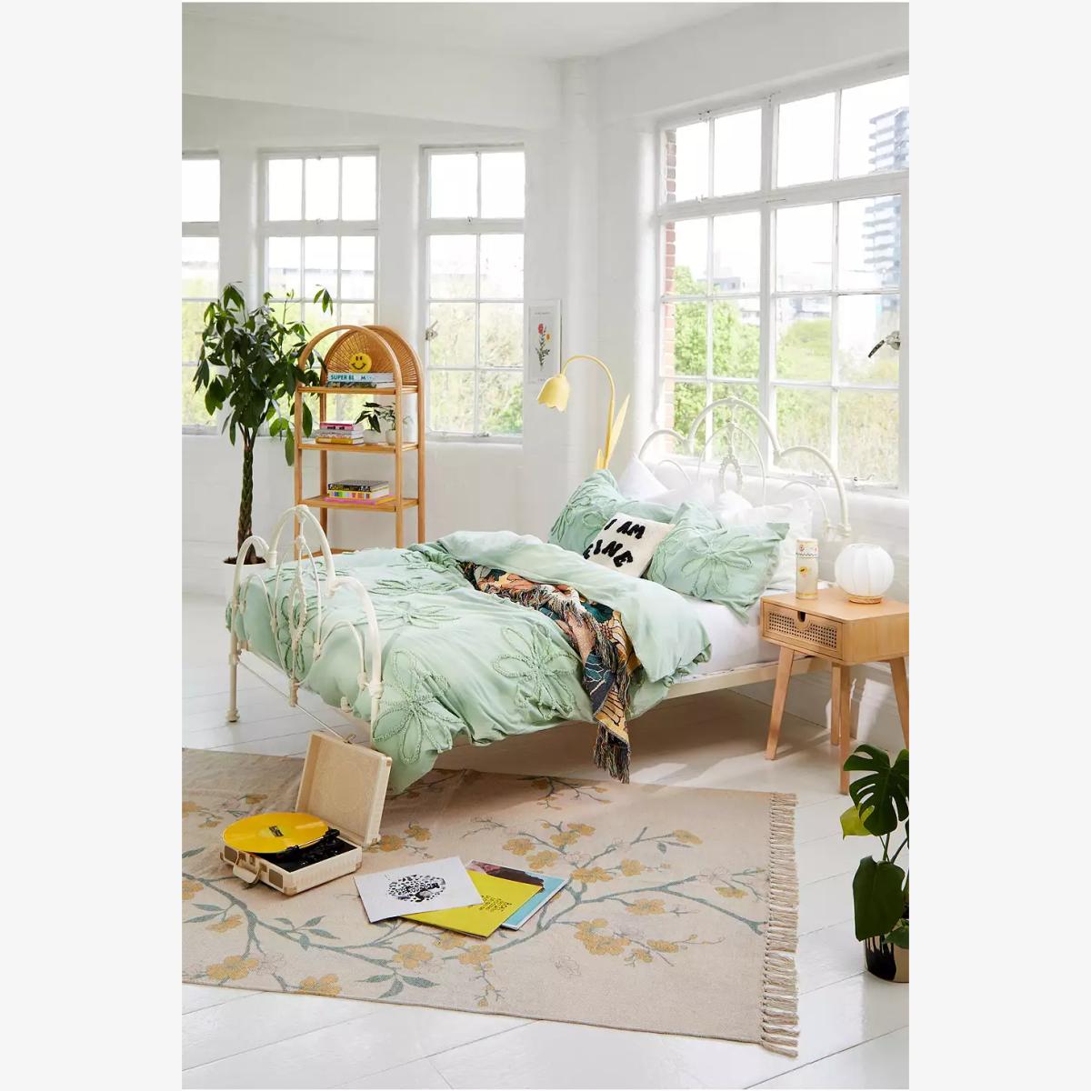 Tufted Flower Duvet Set - Light Green Double at Urban Outfitters – image 1