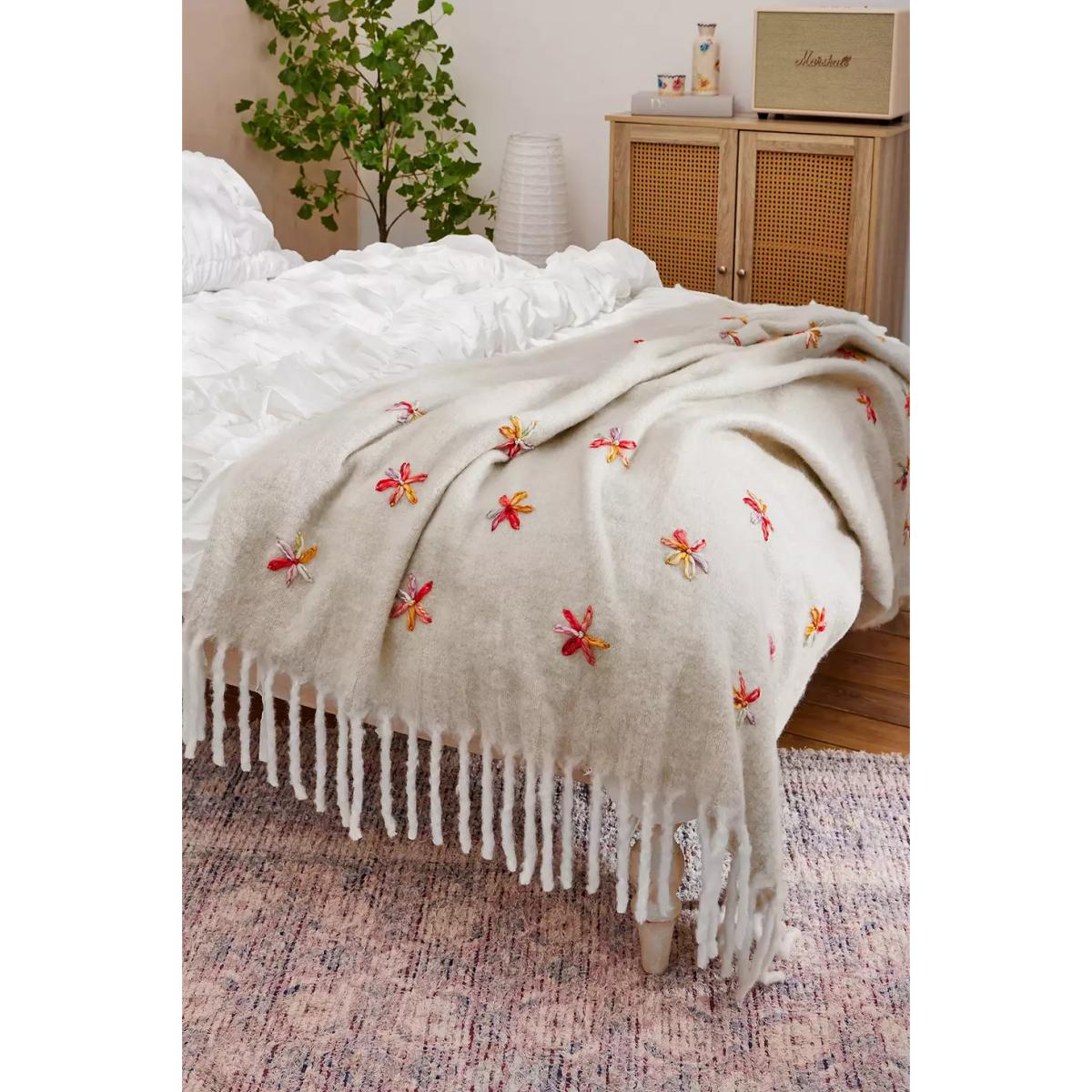 Floral Embellished Cosy Blanket - Neutral ALL at Urban Outfitters – image 2