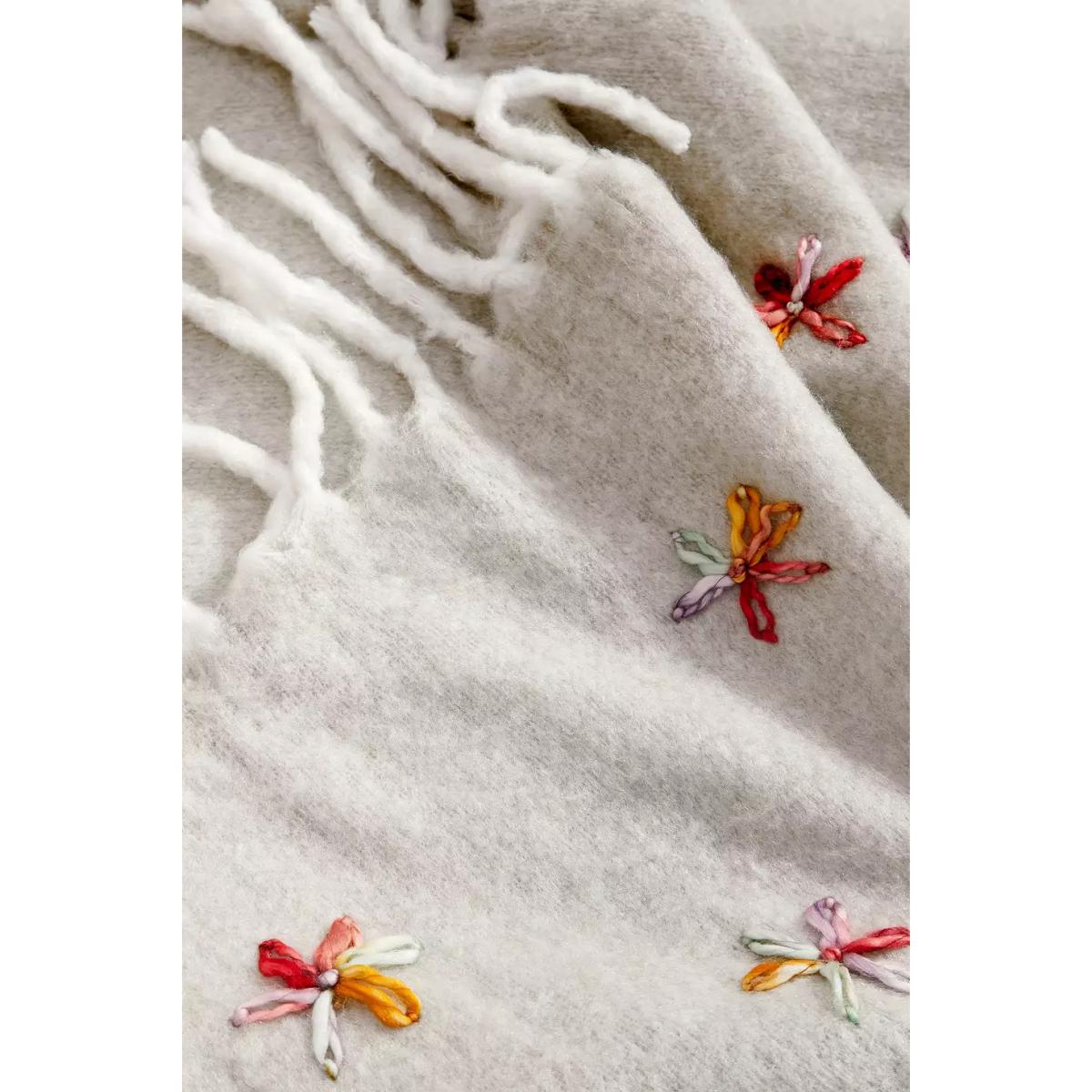 Floral Embellished Cosy Blanket - Neutral ALL at Urban Outfitters – image 3
