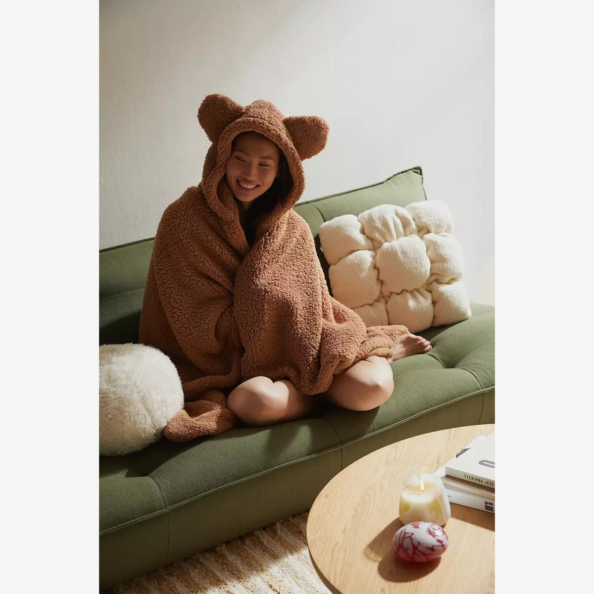 Brown Bear Ear Blanket - Brown ALL at Urban Outfitters – image 1
