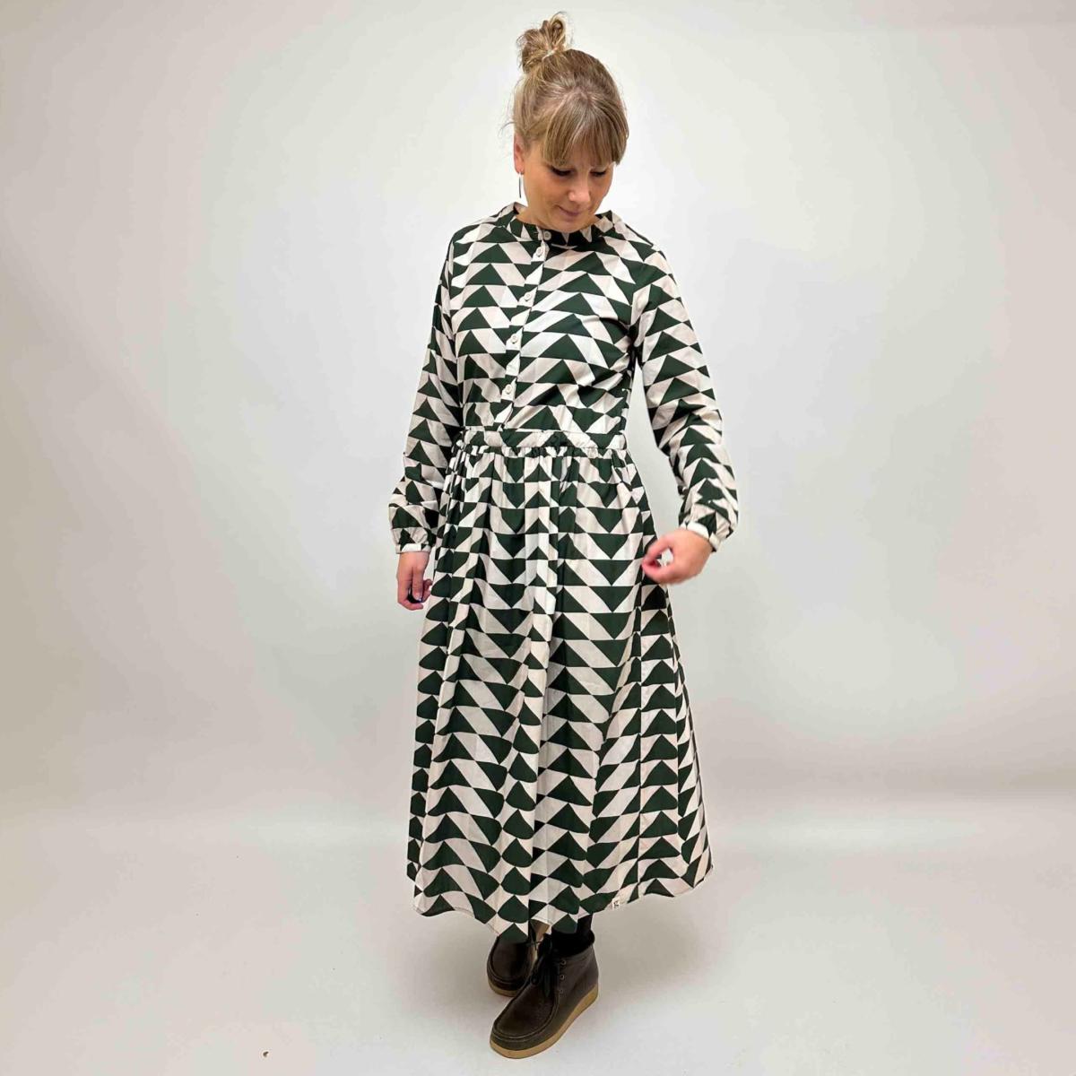 Women's Grobund Agnete Dress - Green Quilt Pattern | Xl – image 3