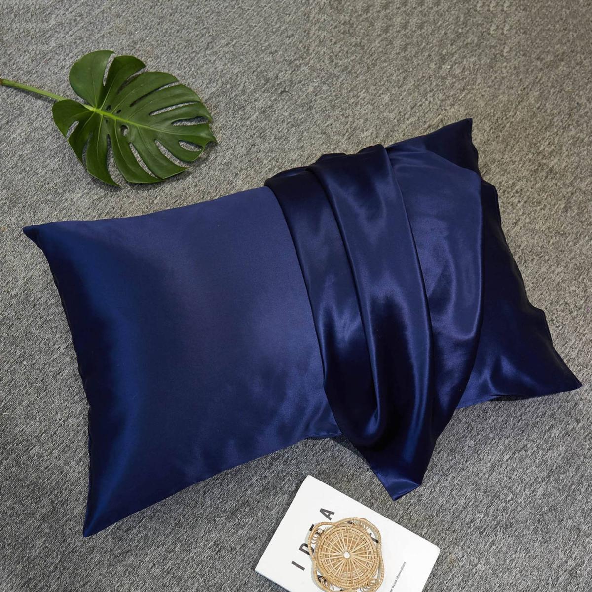 Blue Pure Mulberry Silk Seamless - Four-Piece Sheet Set - Double Size - Navy Uk Double Soft Strokes Silk – image 7