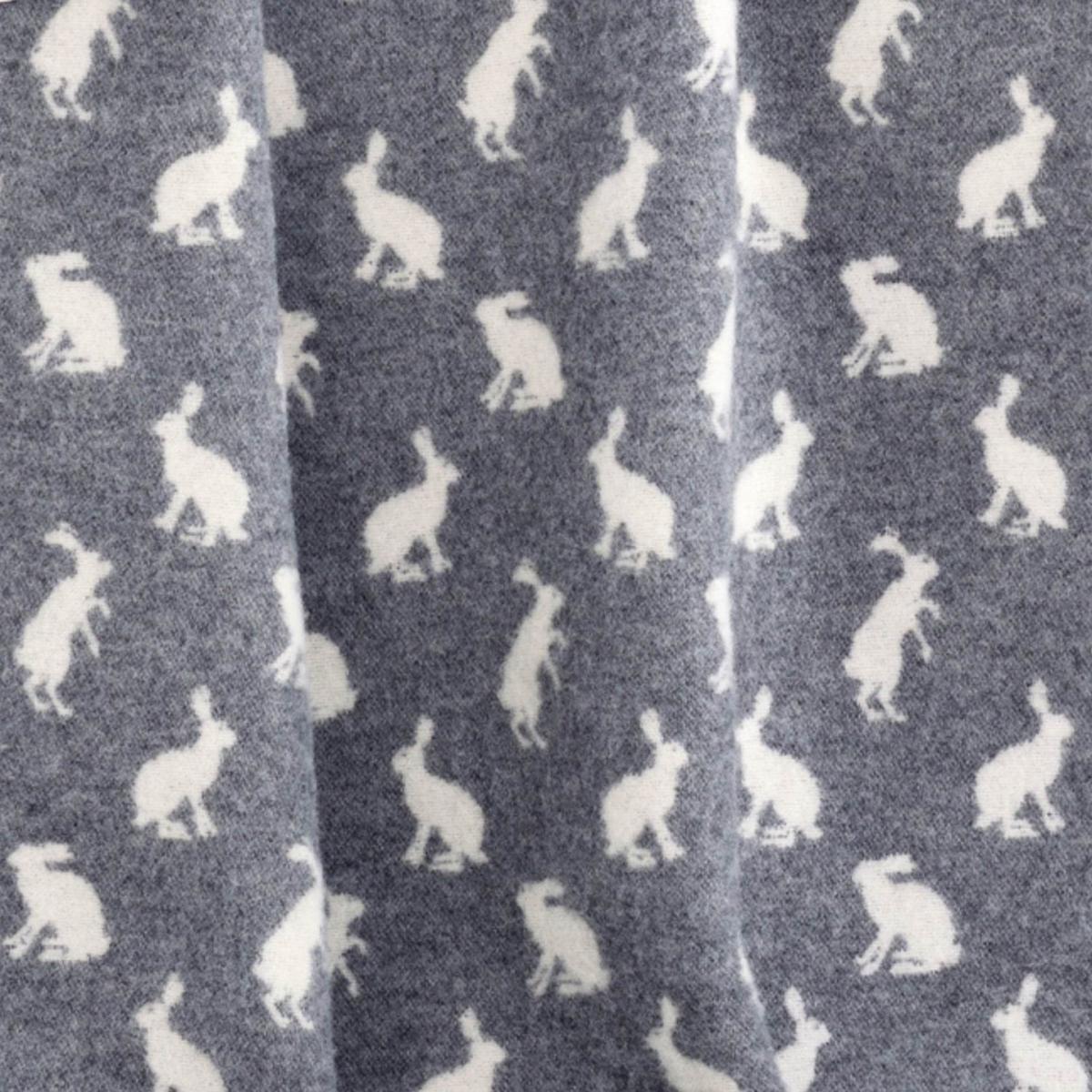 Grey / Neutrals / White Little Hares Wool Blanket J. j.textile – image 4
