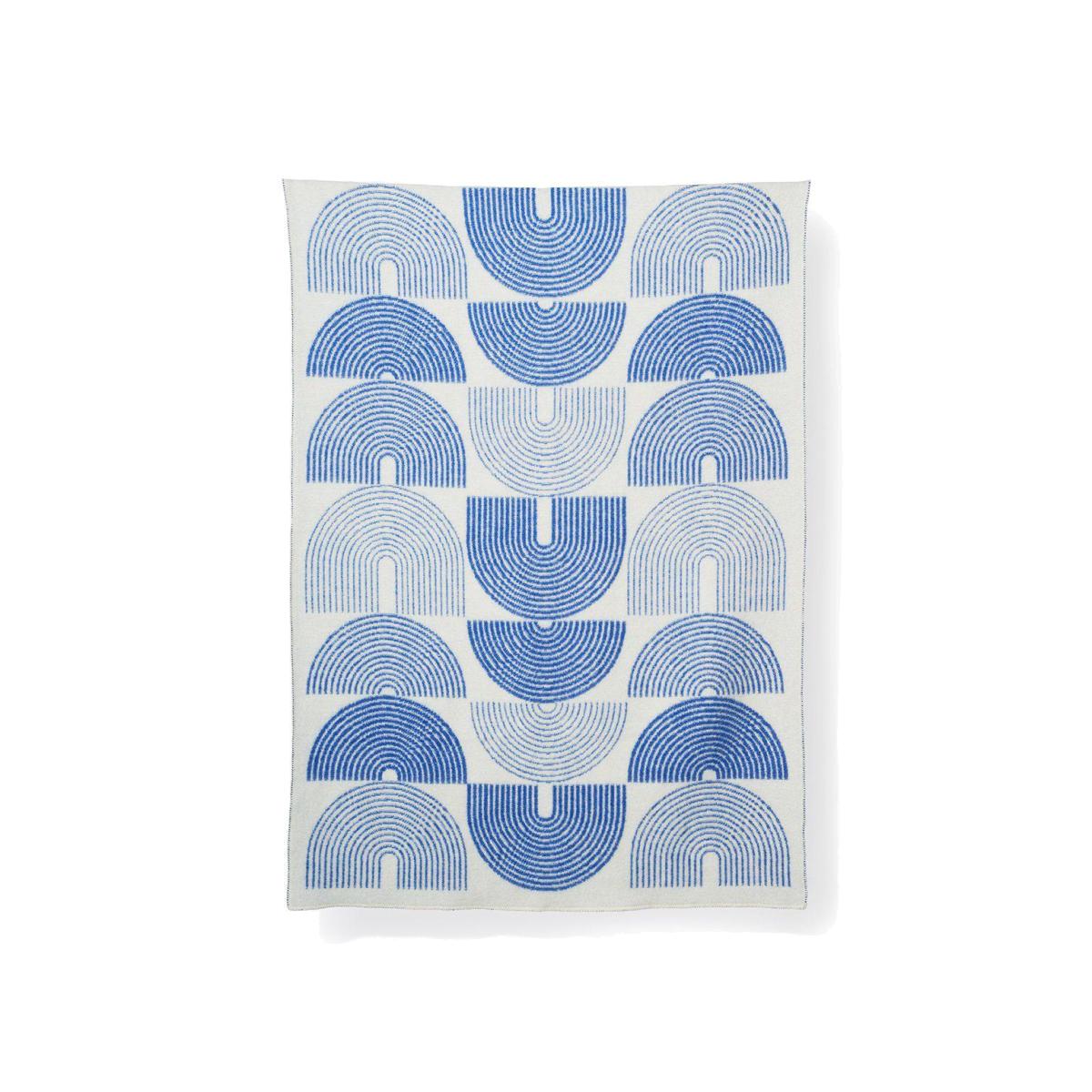 Neutrals / Blue / White Cycles" Wool Blanket By Leo Zero Zigzagzurich