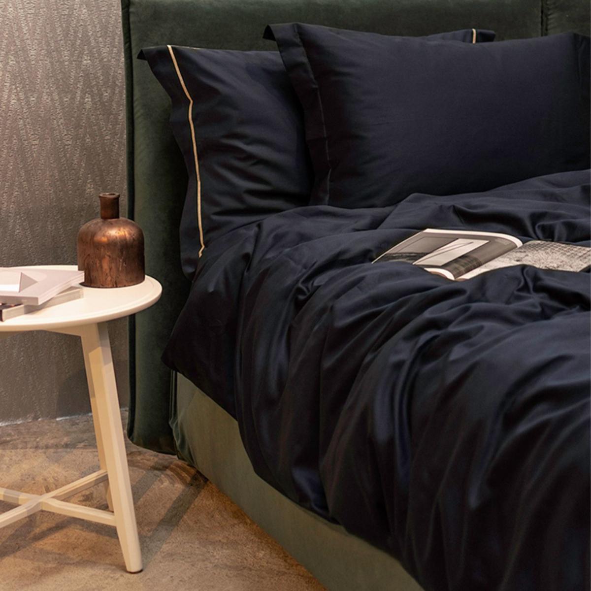 Cotton Bedding Set Solid Dark Blue Uk Single, Uk Twin | Uk Single | Decoflux Home – image 2
