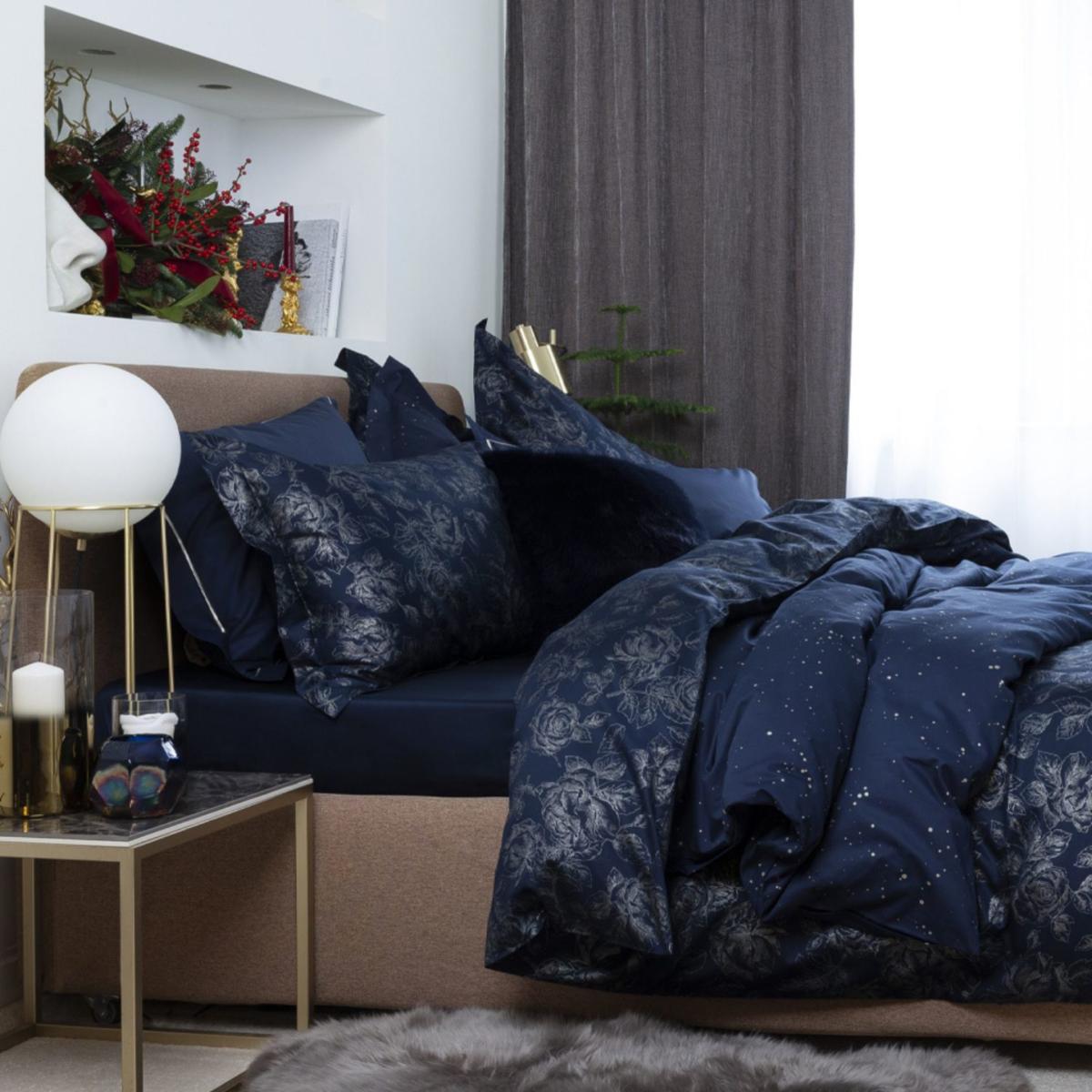 Cotton Bedding Set Rose Line Royal Blue Uk Single, Us Twin + Gift Wrapping | Uk Single | Decoflux Home – image 2