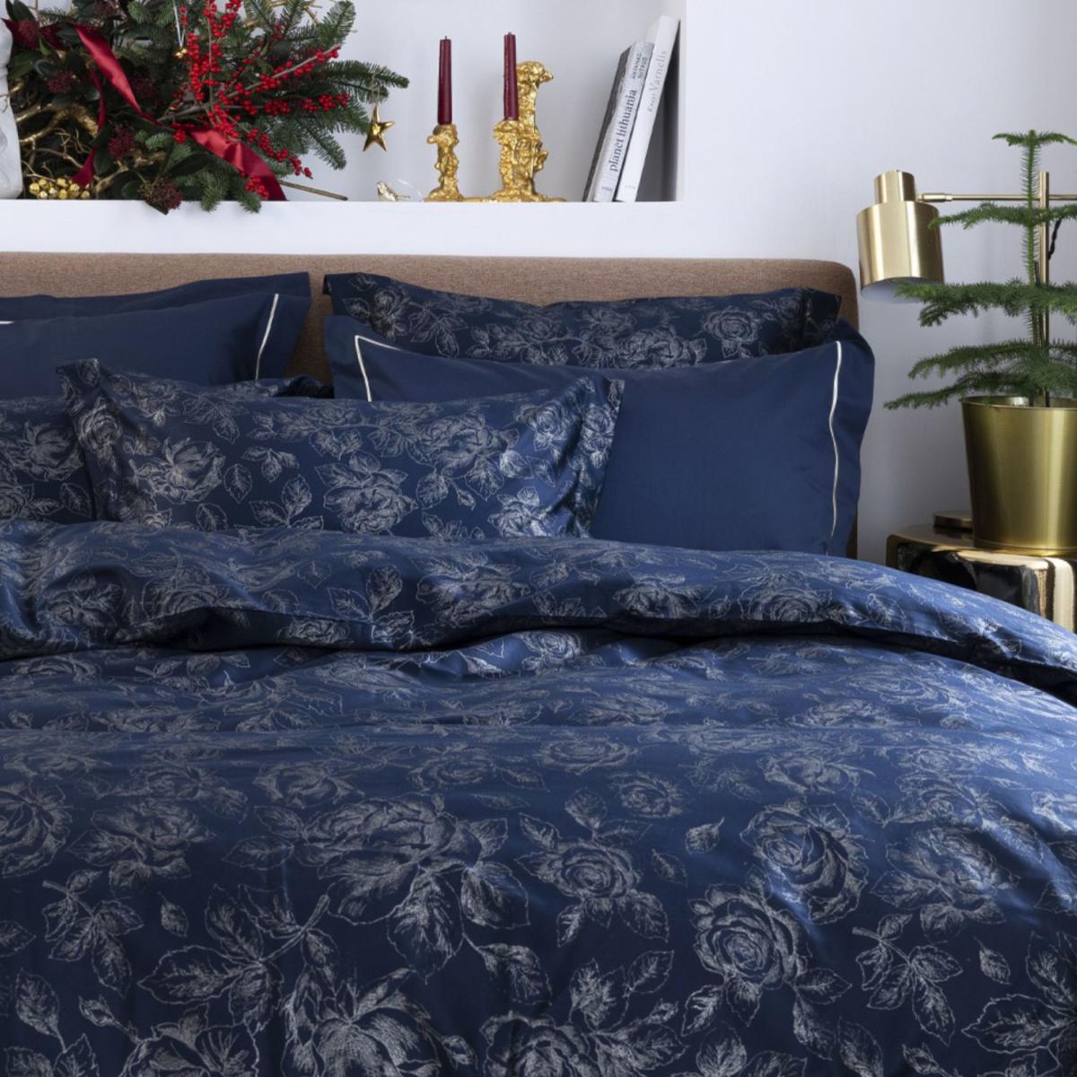 Cotton Bedding Set Rose Line Royal Blue Uk Single, Us Twin + Gift Wrapping | Uk Single | Decoflux Home – image 4