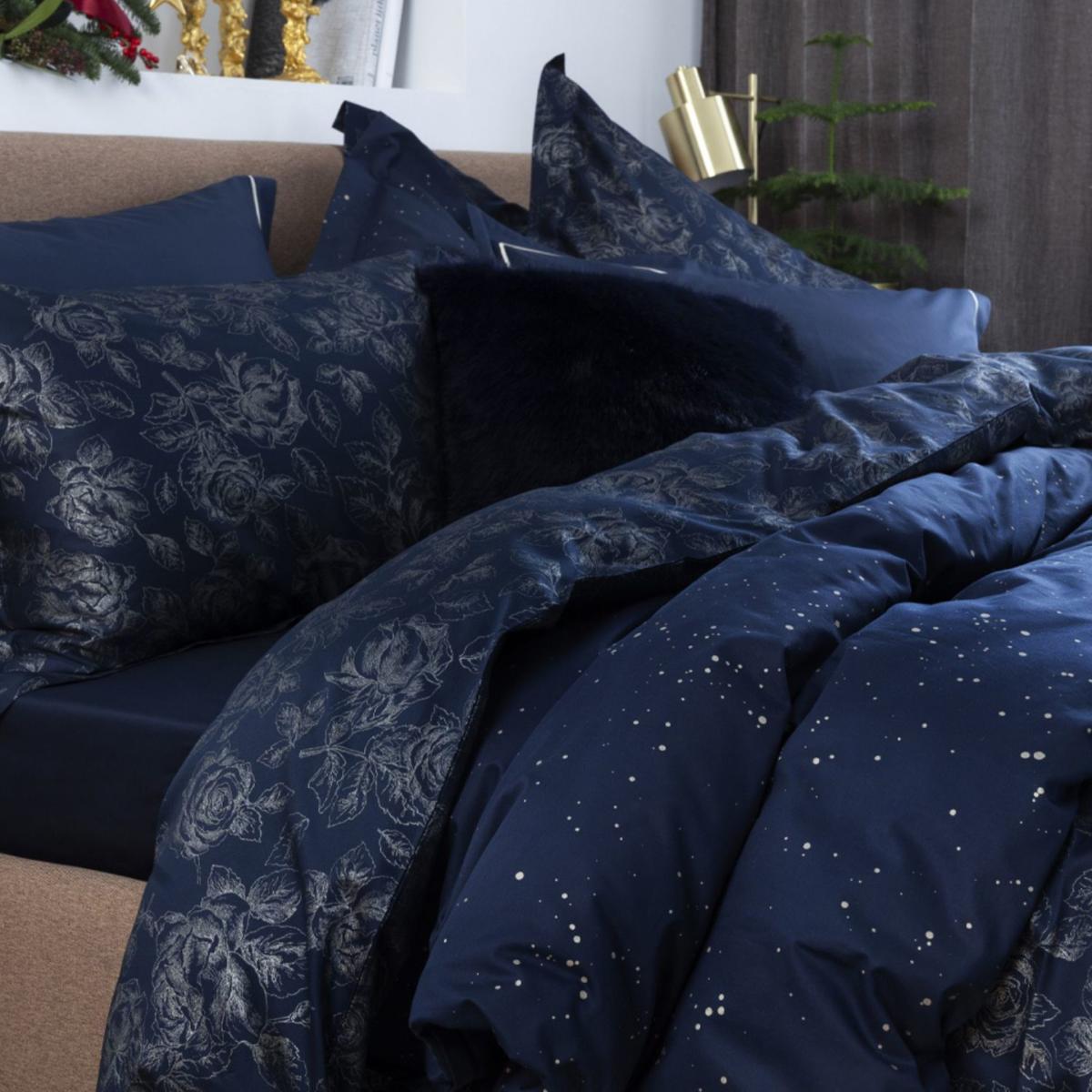 Cotton Bedding Set Rose Line Royal Blue Uk Single, Us Twin + Gift Wrapping | Uk Single | Decoflux Home – image 6