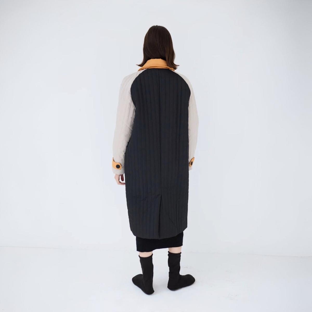 Women's Neutrals / Blue / Black Navy Orange Patchwork Colour Block Quilt Long Jacket | Xs/S | London Atelier Byproduct – image 5