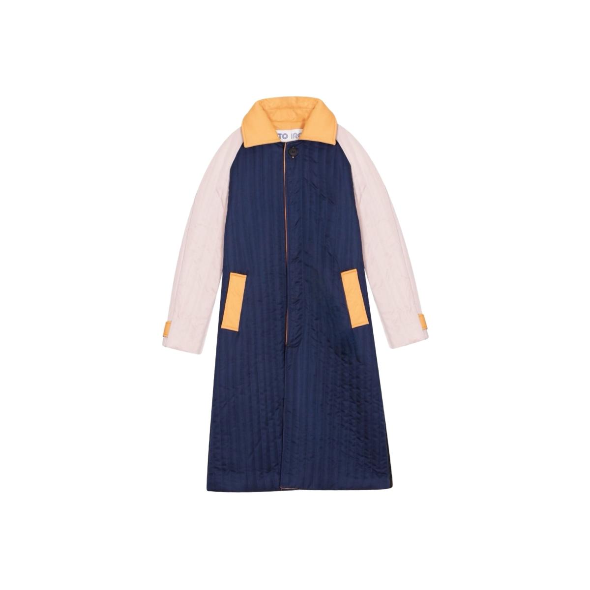 Women's Neutrals / Blue / Black Navy Orange Patchwork Colour Block Quilt Long Jacket | Xs/S | London Atelier Byproduct – image 1