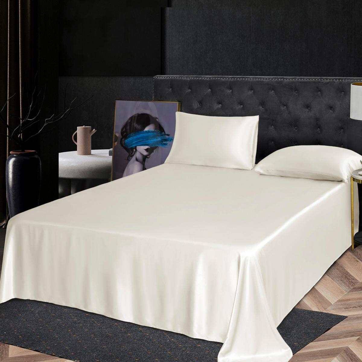 White Pure Mulberry Silk Seamless - Four-Piece Sheet Set - King Size - Ivory Us King Soft Strokes Silk – image 4