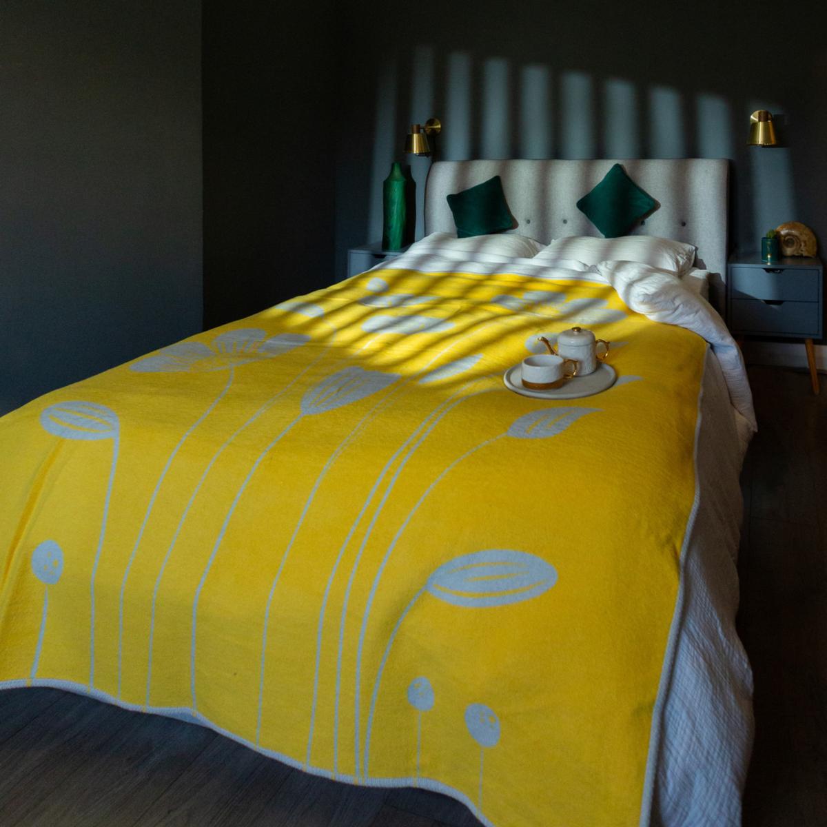 Yellow / Orange / Grey Recycled Cotton Blanket - Bloom One Size Heating & Plumbing London – image 3