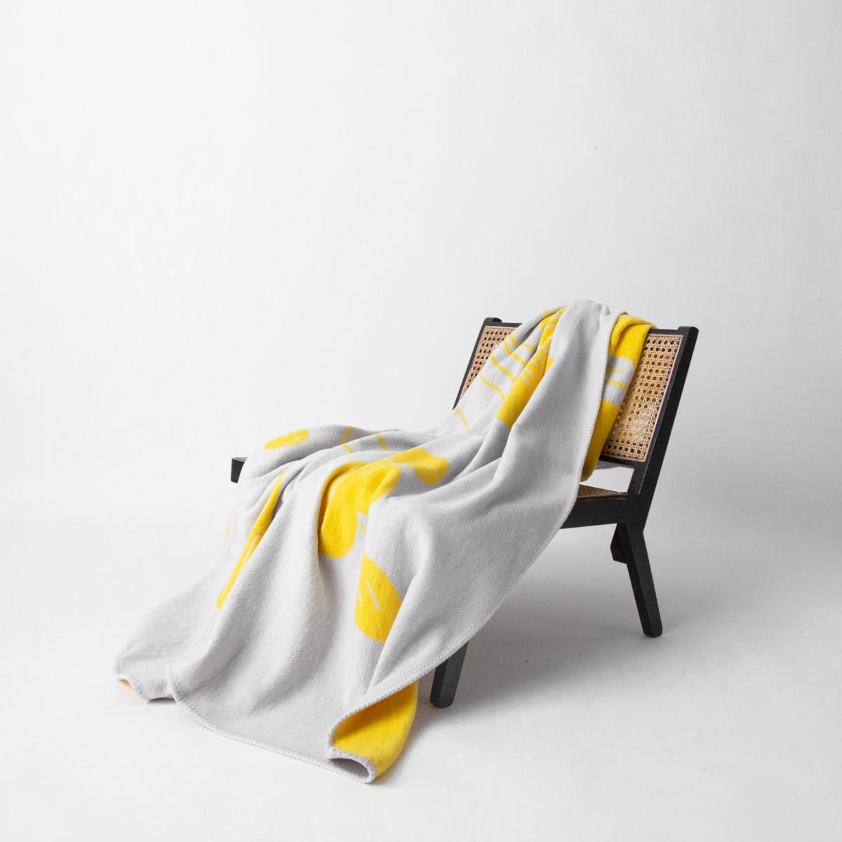 Yellow / Orange / Grey Recycled Cotton Blanket - Bloom One Size Heating & Plumbing London – image 6