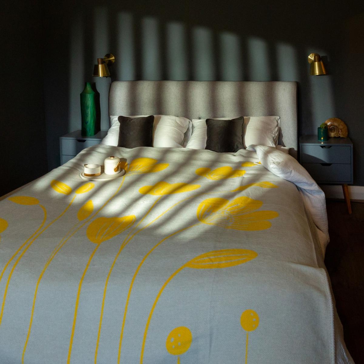 Yellow / Orange / Grey Recycled Cotton Blanket - Bloom One Size Heating & Plumbing London – image 8