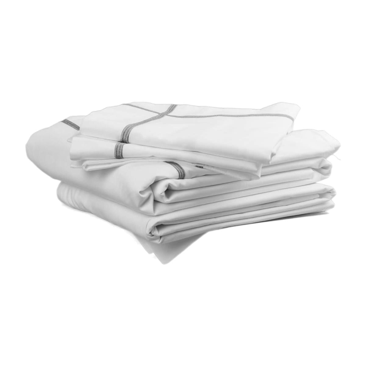 Grey / White Cross Border 400 Thread Count Bedlinen Set Uk King Uk King Tielle Love Luxury by Tradelinens