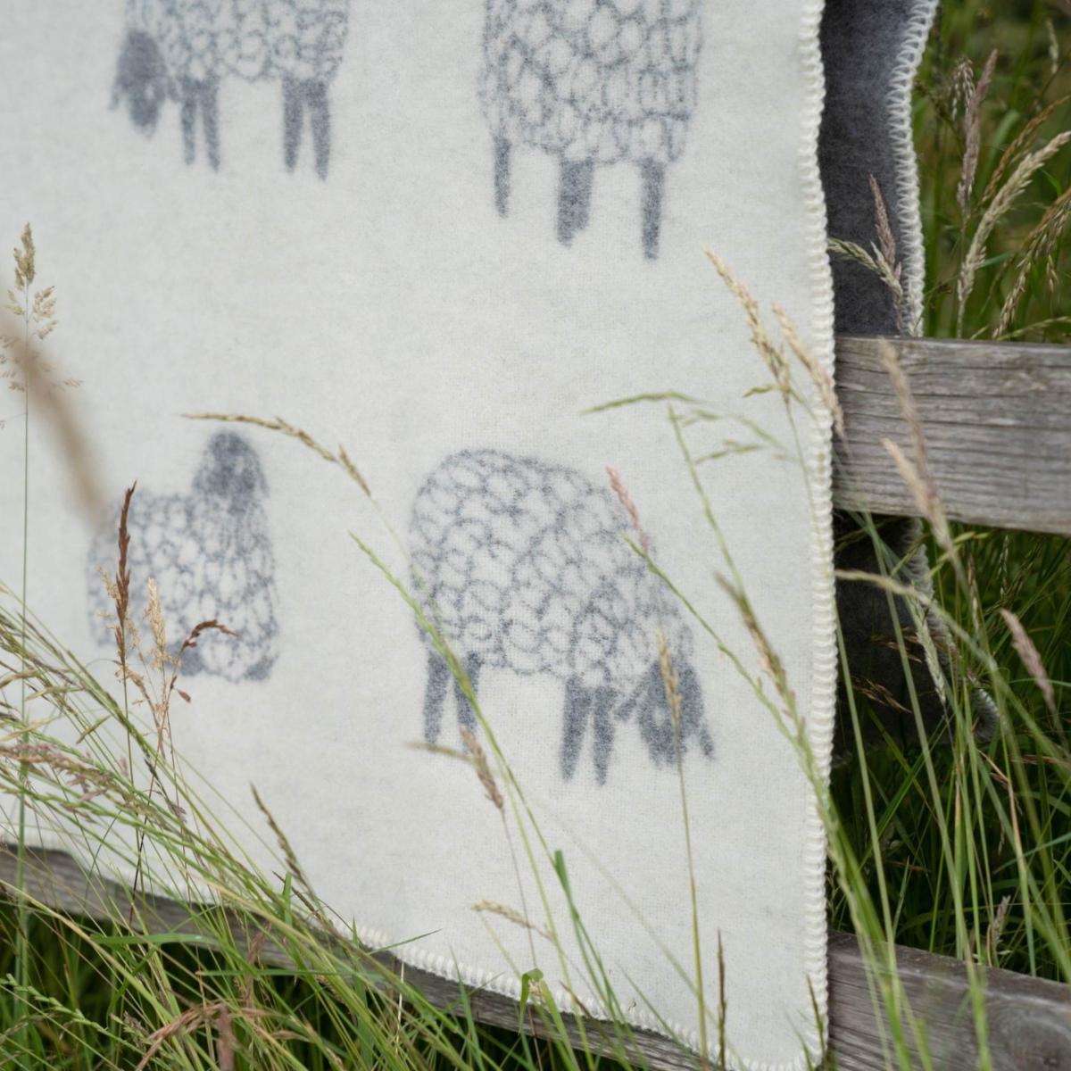 Grey / Neutrals / White Grey Mima Small Wool Blanket J. j.textile – image 4