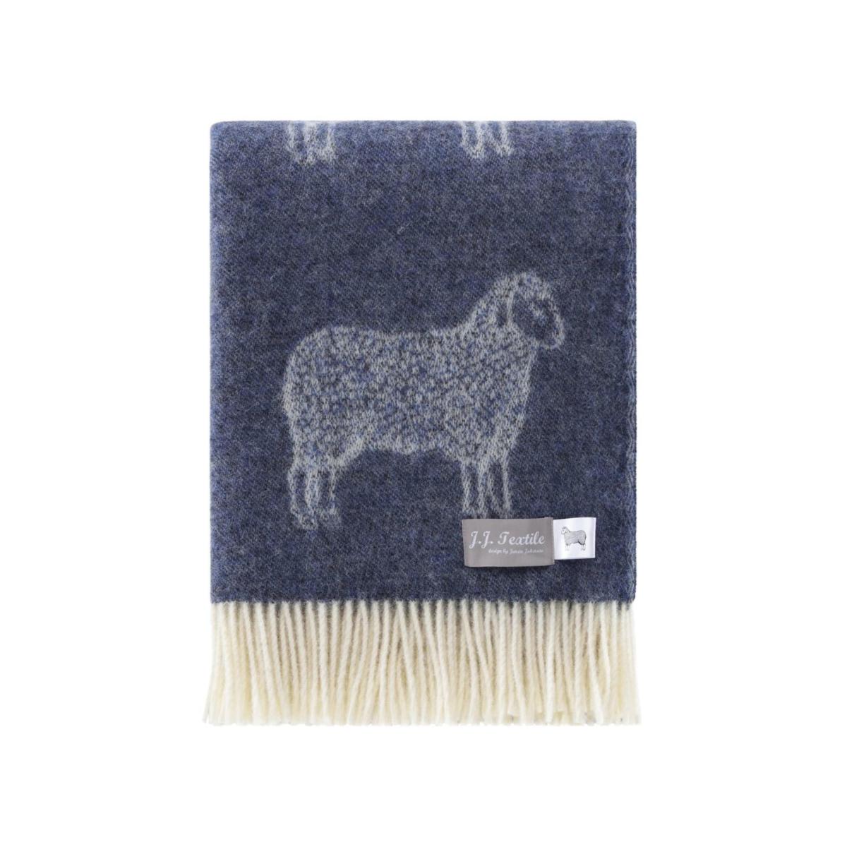 Blue / White Denim Blue Sheep Wool Thow J. j.textile – image 3