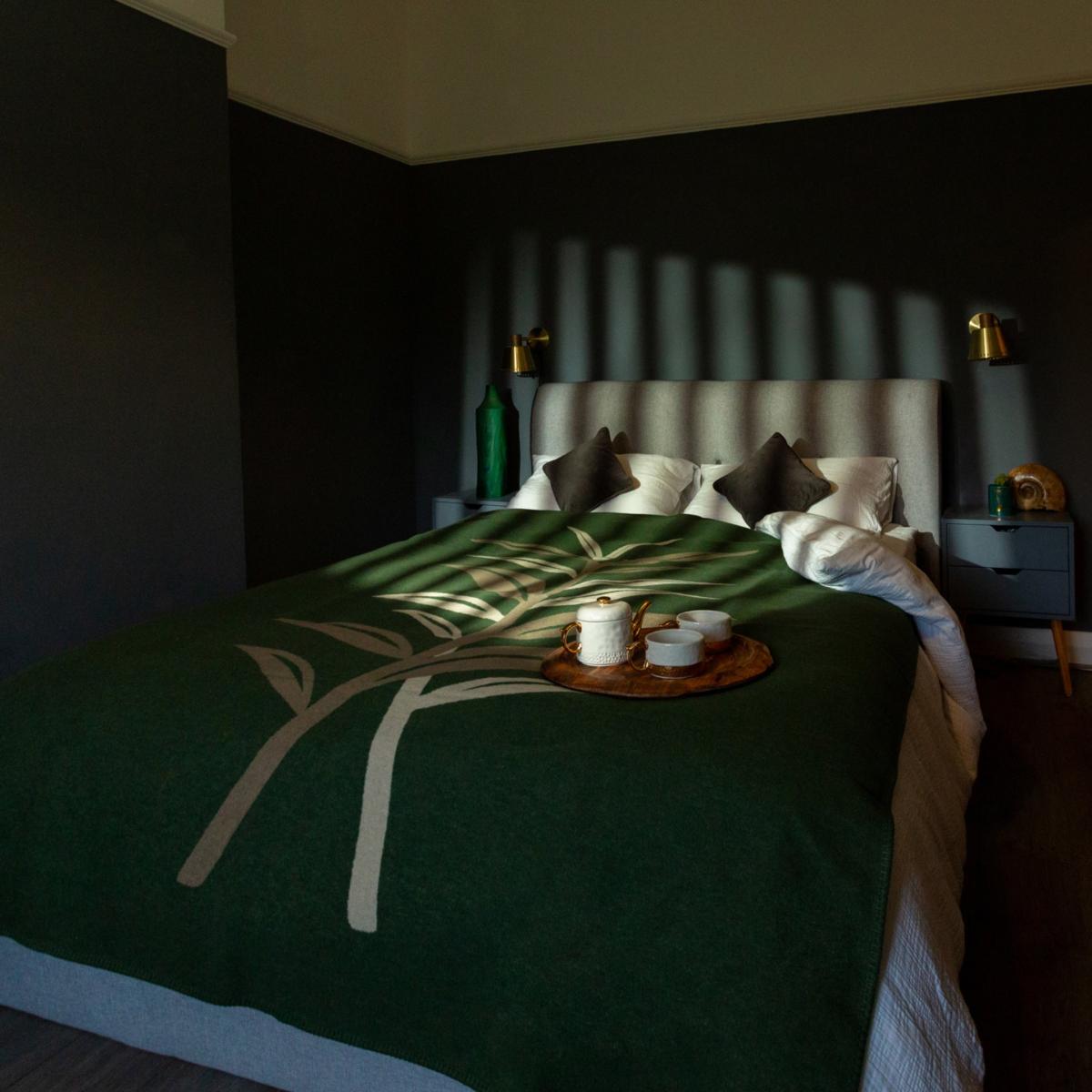 Green / Brown Recycled Cotton Blanket - The Glasshouse One Size Heating & Plumbing London – image 2