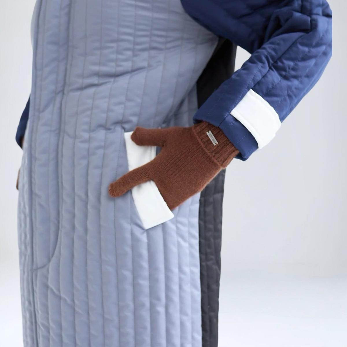 Women's Black / Blue / Grey Grey Navy White Patchwork Colour Block Quilt Long Jacket | M/L | London Atelier Byproduct – image 6