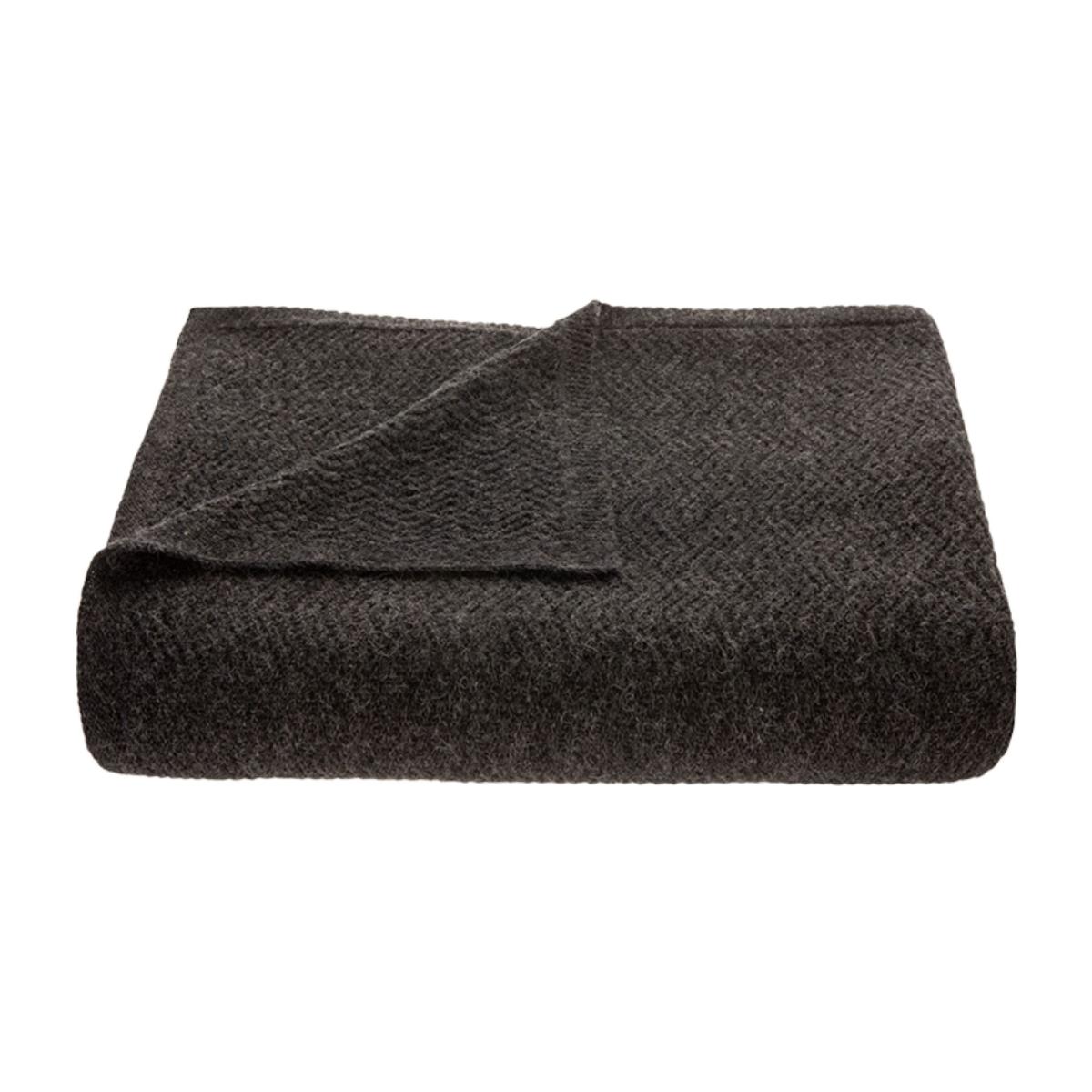 Black Wave Knitted Blanket - Charcoal Tuwi