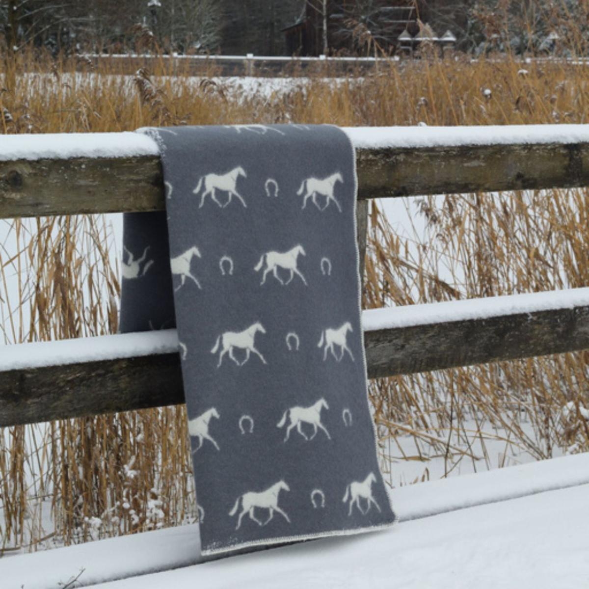 Grey / Neutrals / White Horseshoe Wool Blanket J. j.textile – image 3