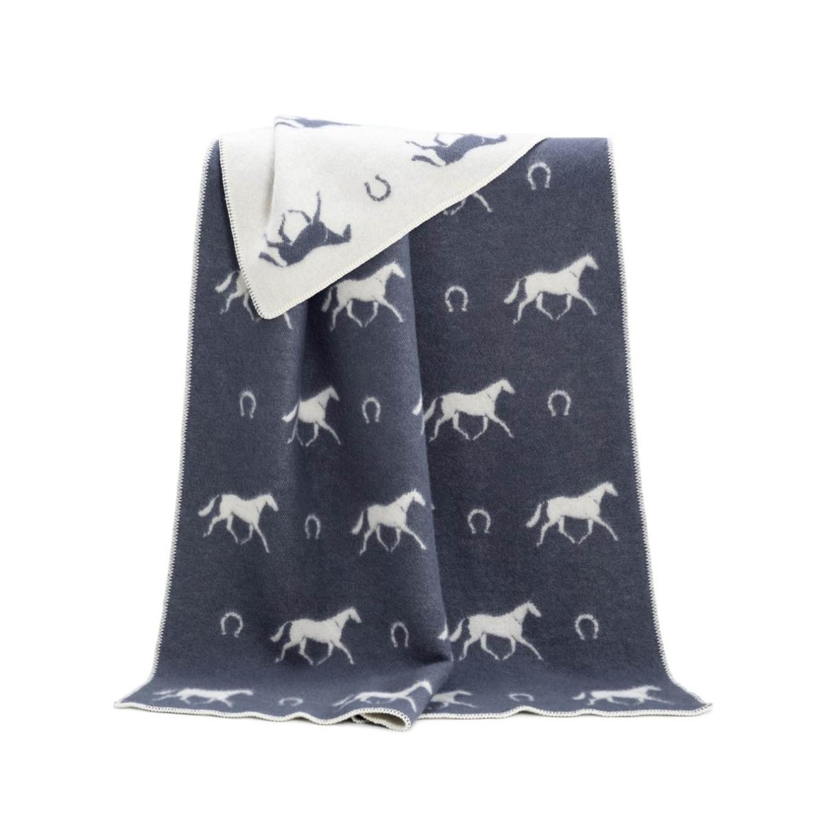 Grey / Neutrals / White Horseshoe Wool Blanket J. j.textile – image 4