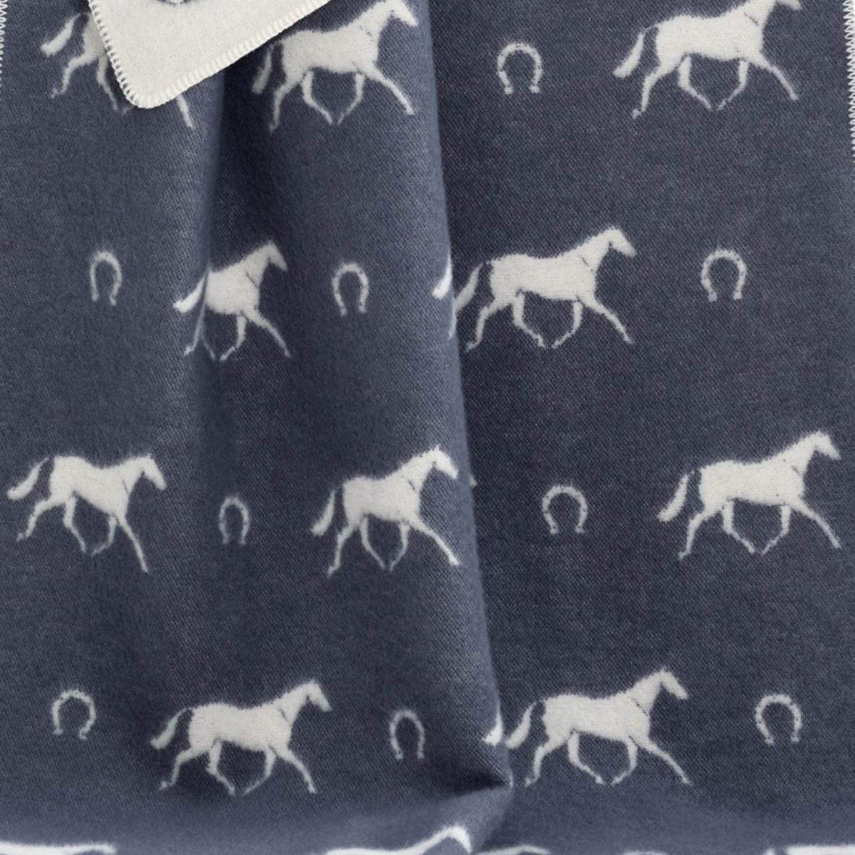 Grey / Neutrals / White Horseshoe Wool Blanket J. j.textile – image 5