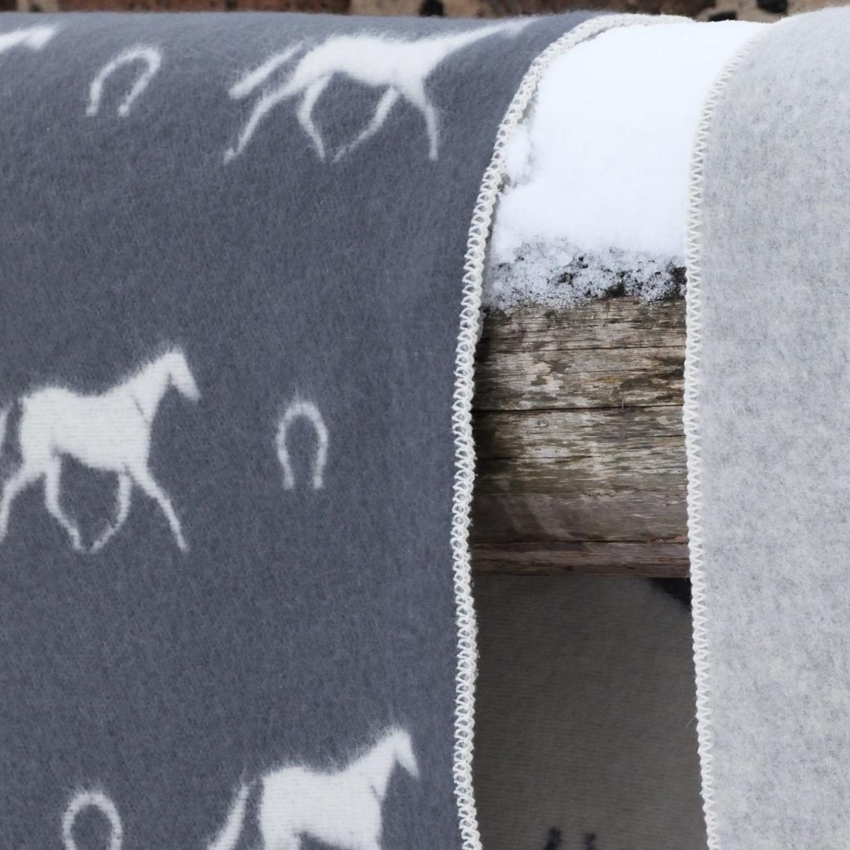 Grey / Neutrals / White Horseshoe Wool Blanket J. j.textile – image 7
