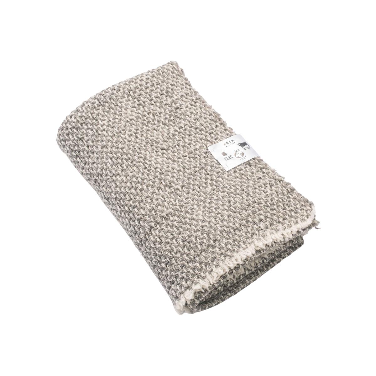 Wool Blanket Textured Grey One Size Ekta Helsinki