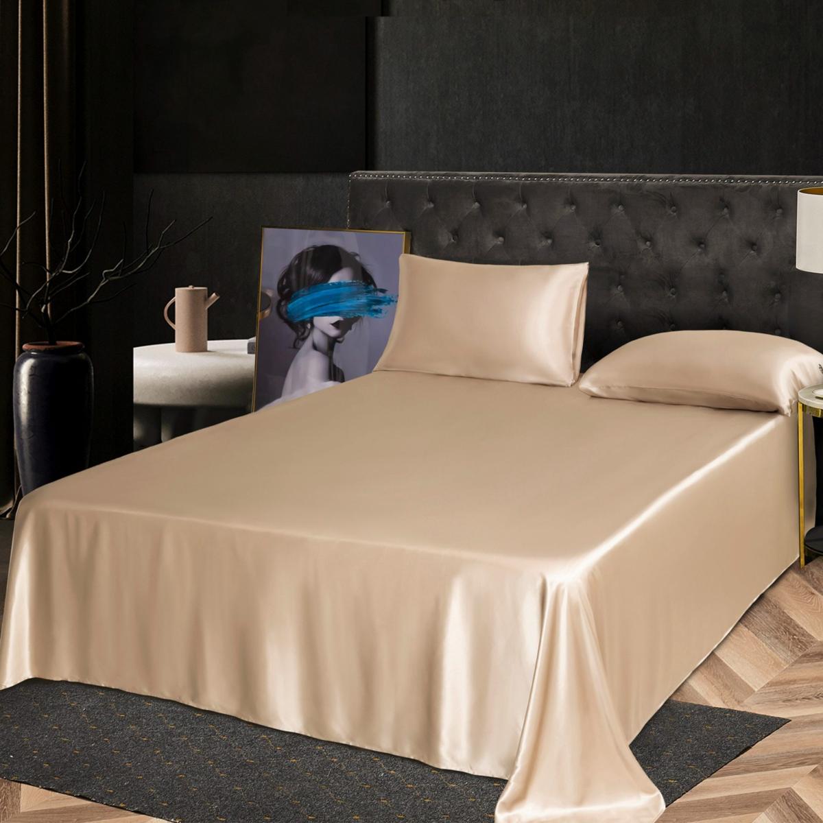 Neutrals Pure Mulberry Silk Seamless - Four-Piece Sheet Set - Double Size - Beige Uk Double Soft Strokes Silk – image 3