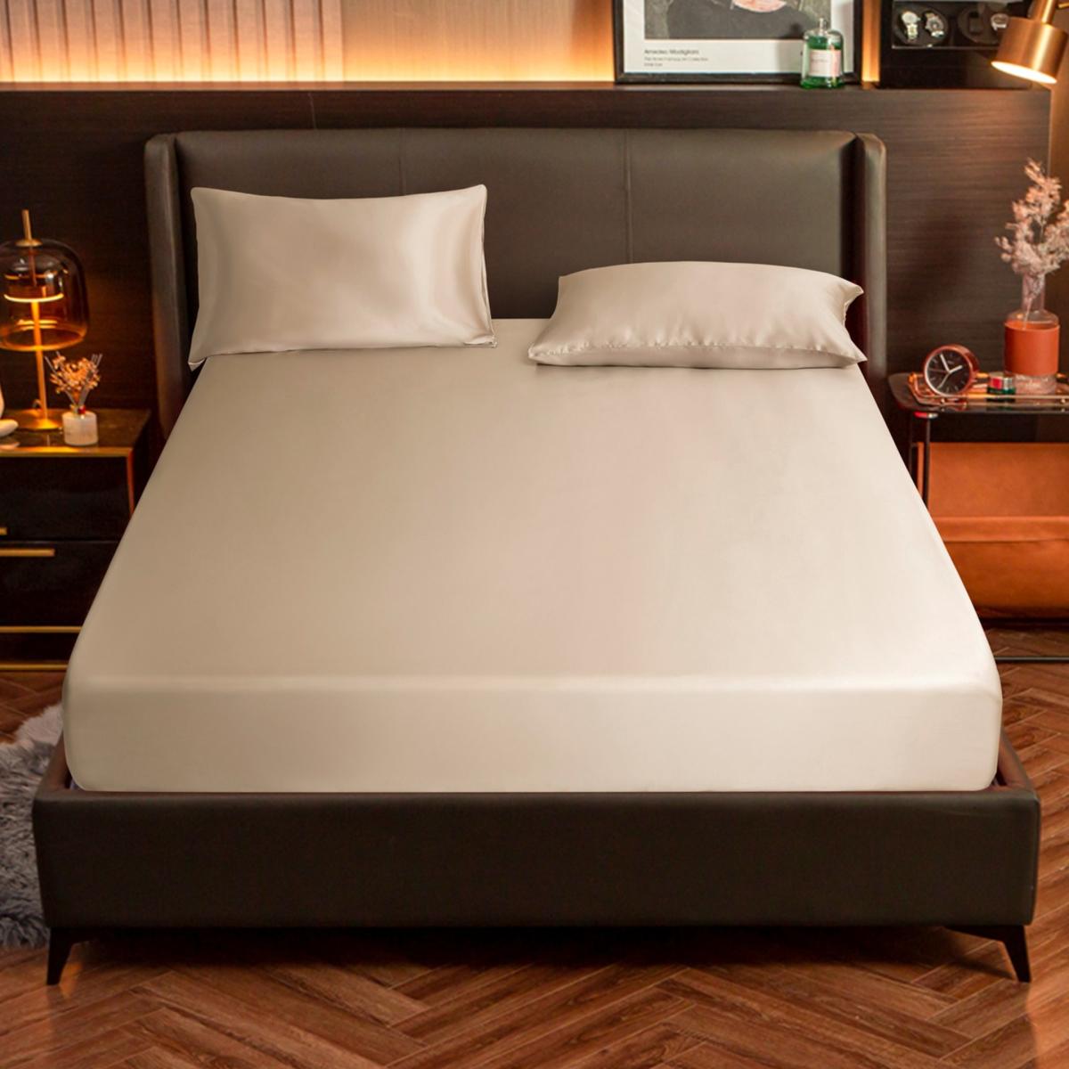 Neutrals Pure Mulberry Silk Seamless - Four-Piece Sheet Set - Double Size - Beige Uk Double Soft Strokes Silk – image 4