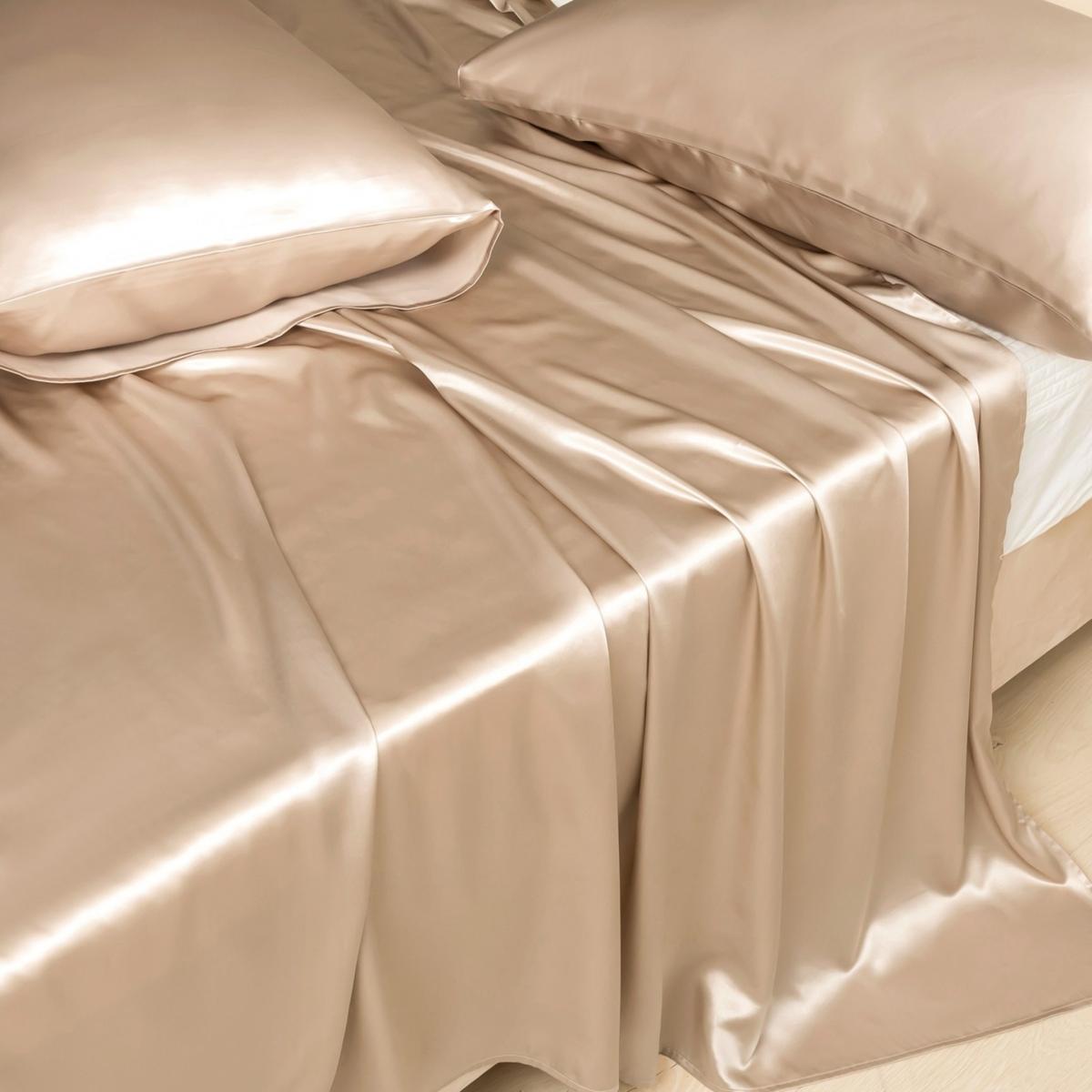 Neutrals Pure Mulberry Silk Seamless - Four-Piece Sheet Set - Double Size - Beige Uk Double Soft Strokes Silk – image 5