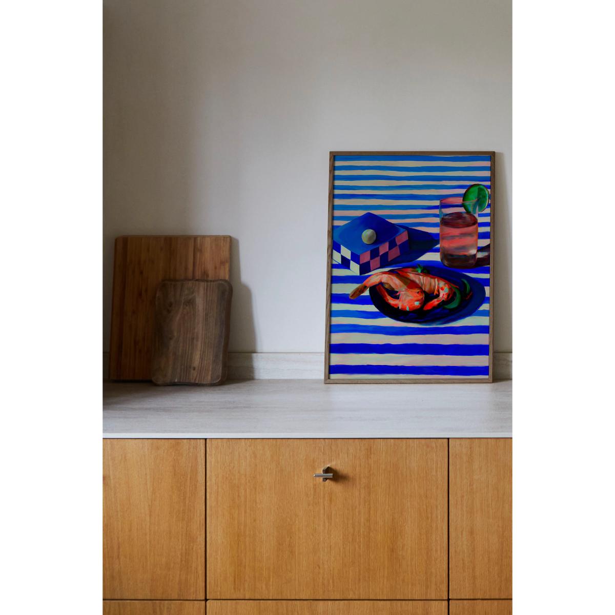 Shrimp & Stripes by Misfitting Things Framed Wall Art Print – image 2