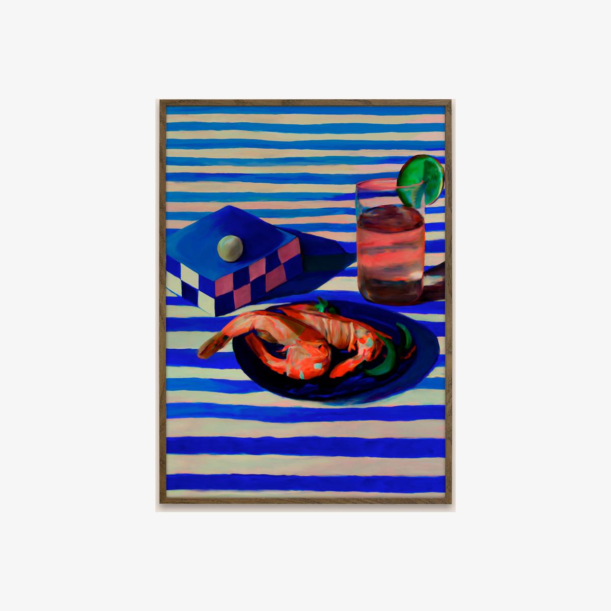 Shrimp & Stripes by Misfitting Things Framed Wall Art Print – image 1