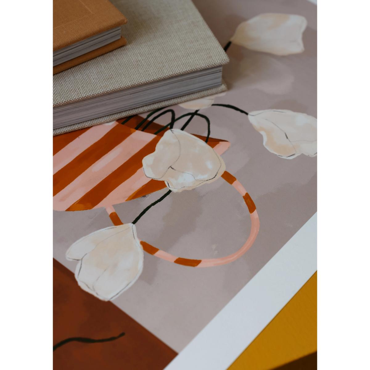 The Poster Club White Flowers in Striped Vase Art Print – image 2
