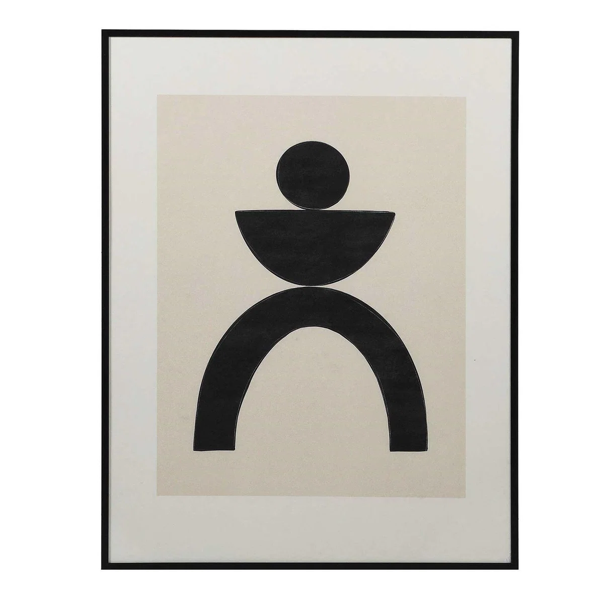 Abstract Form Picture In Cream and Black - Engineered Wood, Acrylic And Aluminium - W45 x H60cm – image 2