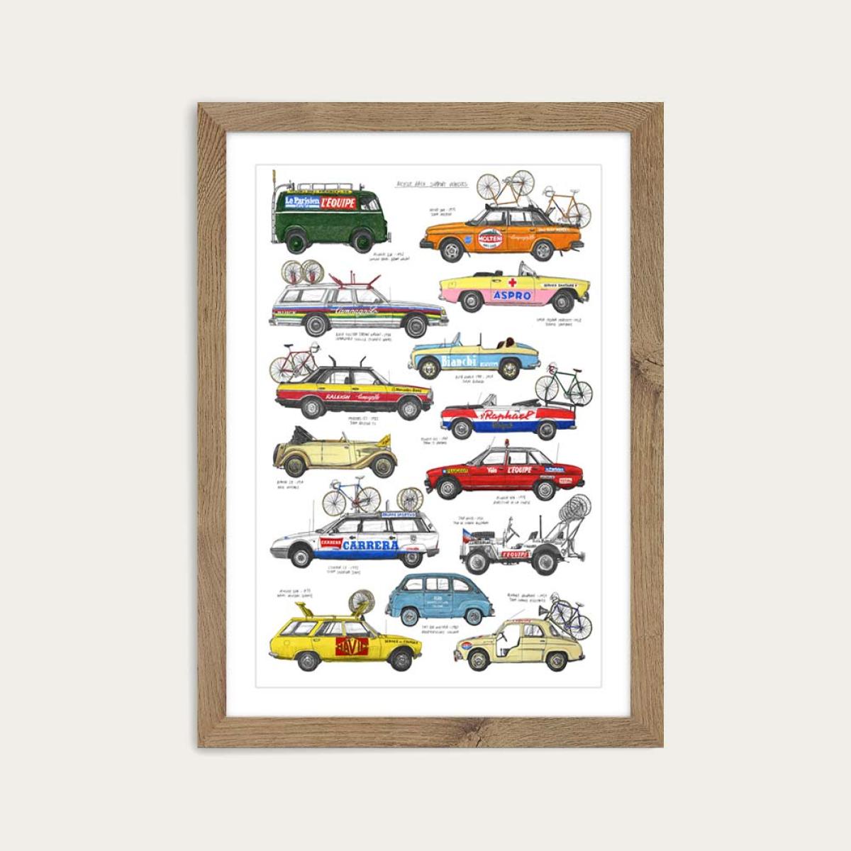 Oak Frame Race Support Vehicles Art Print – image 1