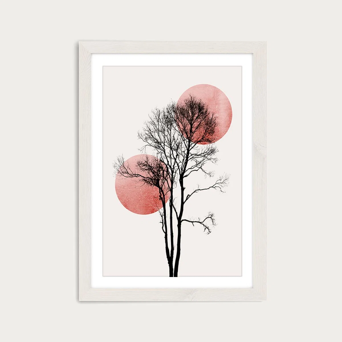 Sun and Moon Hiding Rose Art Print White Frame – image 1