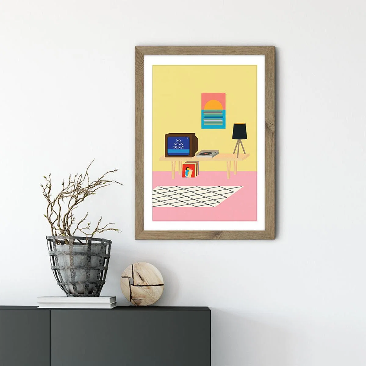 No News Today Art Print Oak Frame – image 2
