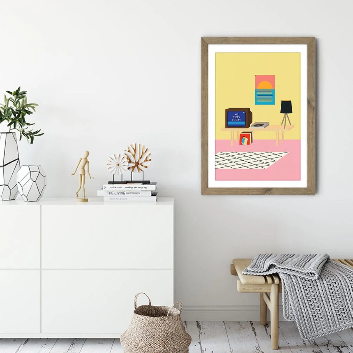 No News Today Art Print Oak Frame – image 3