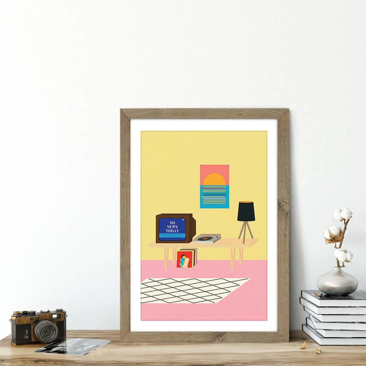 No News Today Art Print Oak Frame – image 4